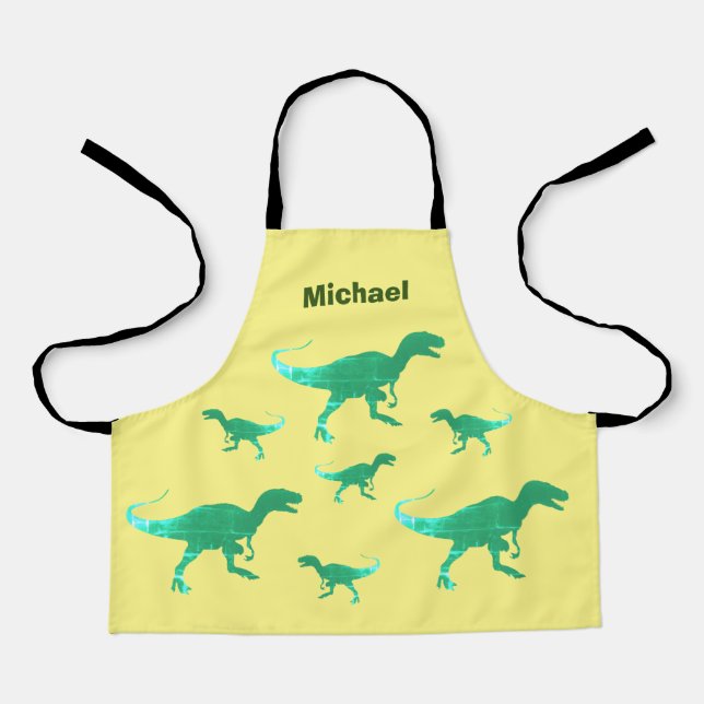 T-rex-Dinosaurier-individuelle Name Schürze (Vorderseite)