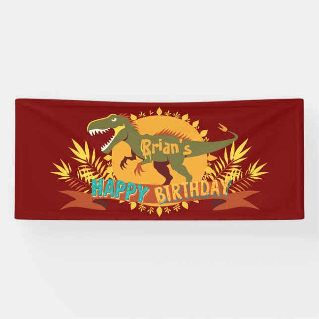 T-rex Dinosaurier Kind's Birthday Banner (Horizontal)