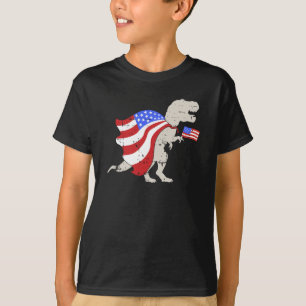 T-Rex Dinosaurier mit amerikanischer Flagge Unabhä T-Shirt