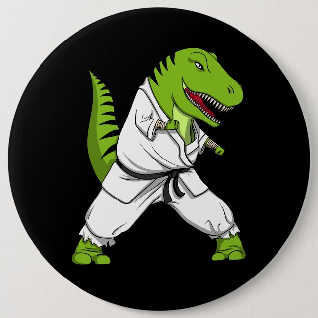 T-Rex Dinosaurier Ninja Kampfkunst-Karate Button (Vorderseite)