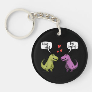 T-Rex Dinosaurier-Pärchen Umarme Mich Valentinstag Schlüsselanhänger