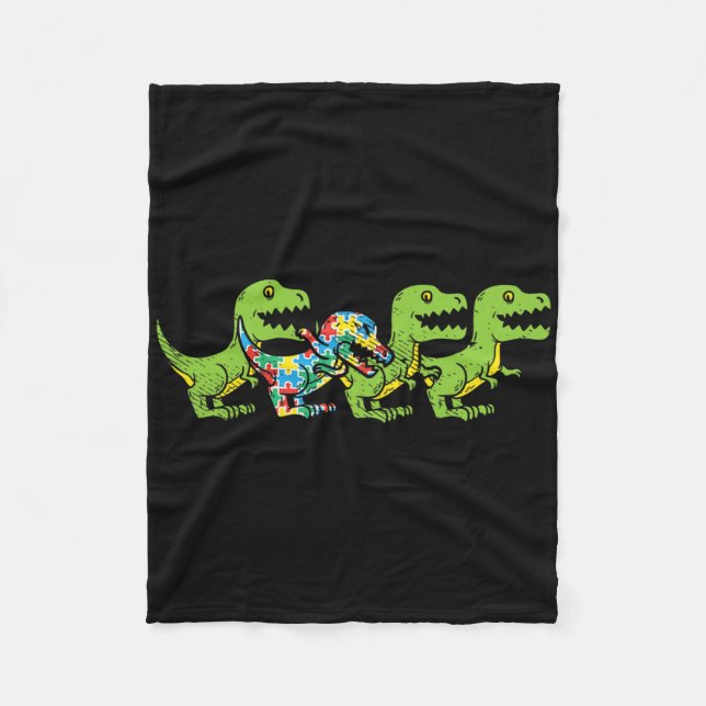 T-Rex-Dinosaurier-Puzzle Dino-Autismus-Bewusstsein Fleecedecke (Vorderseite)