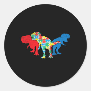 T-Rex-Dinosaurier-Puzzle Dino-Autismus-Bewusstsein Runder Aufkleber