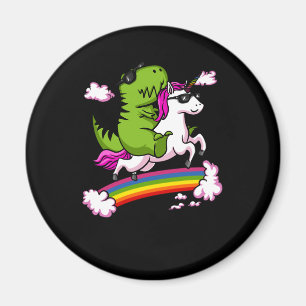 T-Rex Dinosaurier Riding Magical Unicorn Regenboge Magnet