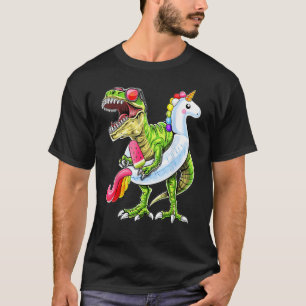 T-Rex Dinosaurier Riding Unicorn Float Pool Party T-Shirt