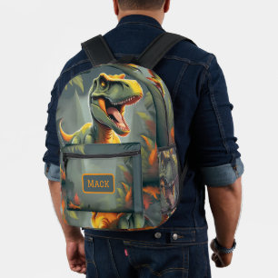 T-Rex Dinosaurier Rucksack Grau und Orange
