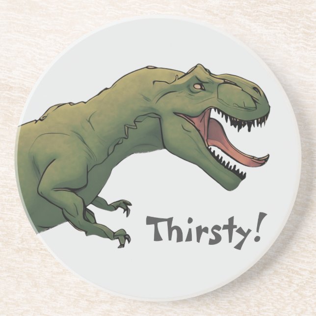 T-Rex Dinosaurier Tyrannosaurus Thirsty Fütterte m Getränkeuntersetzer (Vorne)