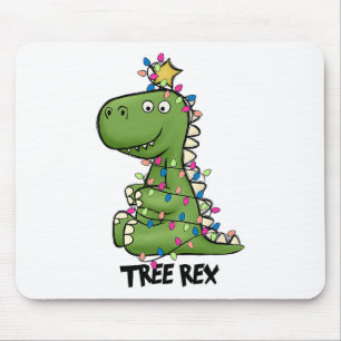 T-Rex-Dinosaurier-Weihnachtskostüm Xmas-Baum-Licht Mousepad