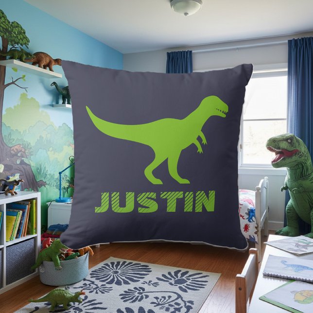 T Rex Dinosaurier Wurfkissen personalisiert für Ki Kissen (T-rex dinosaur pillow for kids)
