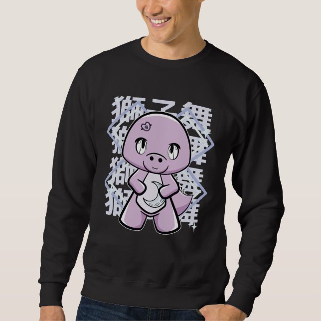 T Rex Dinsoaur With Moon Pastel Goth Sweatshirt (Vorderseite)