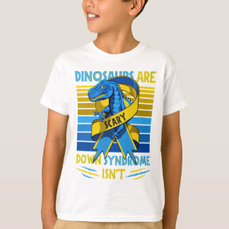 T-Rex-Down-Syndrom Aufklärung Gelbblauer Schleim T-Shirt