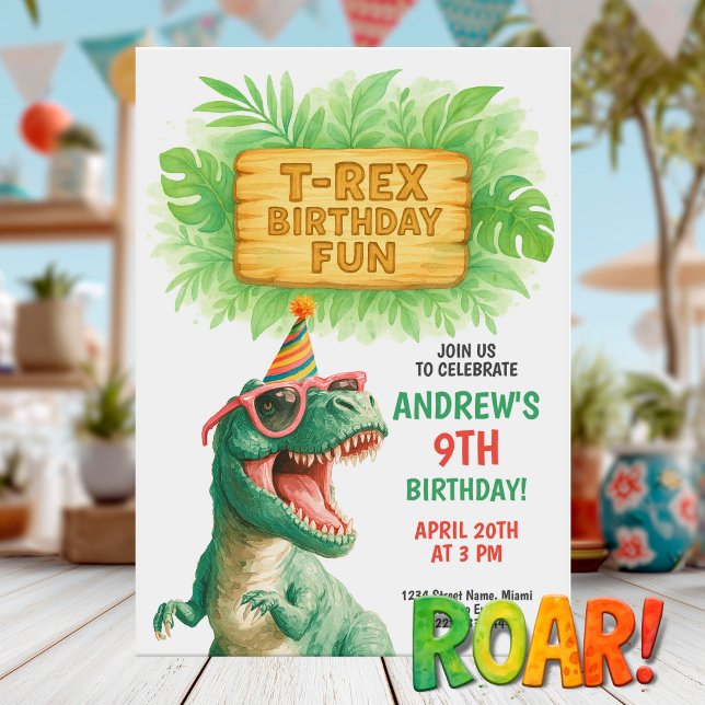 T-Rex Dschungel Geburtstags-Spaß Einladung (Von Creator hochgeladen)