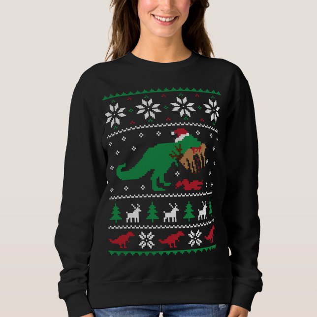 T Rex Eating Reindeer Funny Dinosaur Christmas Ugl Sweatshirt (Vorderseite)