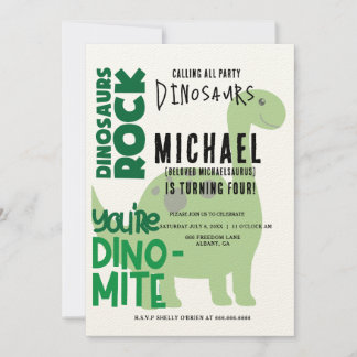 T-Rex Einladung zum Geburtstag - Dino Party Elegan