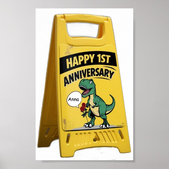 T-rex-erstes Jubiläum mit Rose Poster (Vorne)