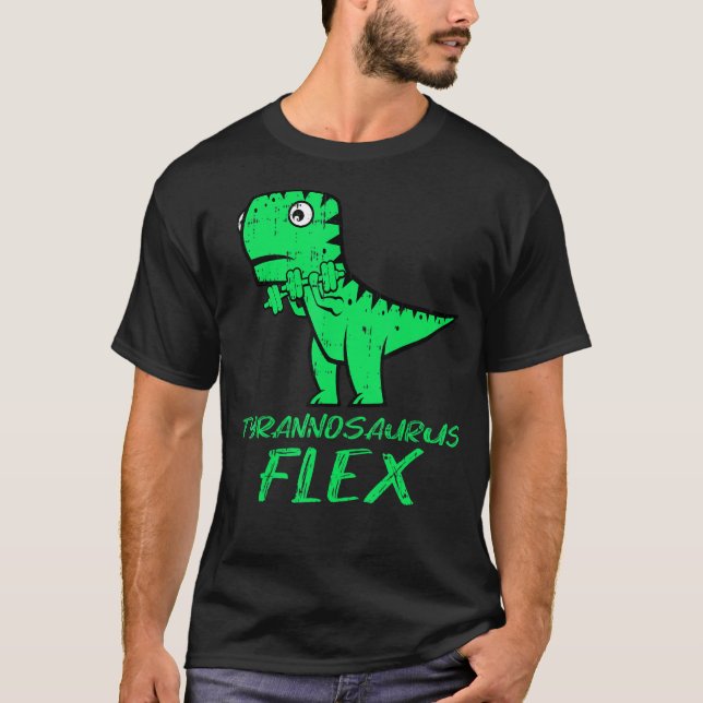 T Rex Flex Pun Dinosaur Workout Fitness T-Shirt (Vorderseite)