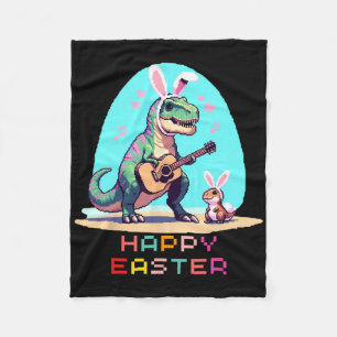 T-Rex Frohe Ostern Eier Retro Vintage Pixel Art Ro Fleecedecke
