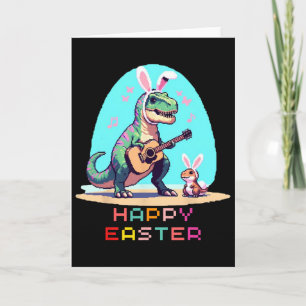 T-Rex Frohe Ostern Eier Retro Vintage Pixel Art Ro Karte
