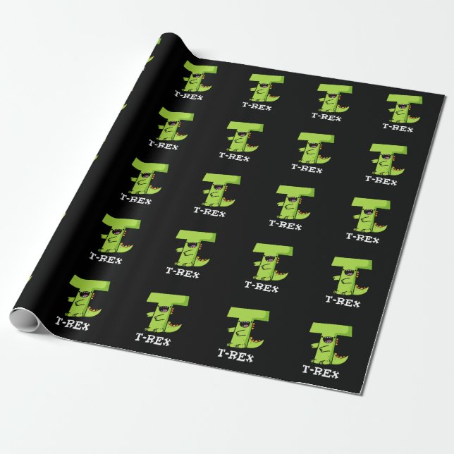 T-Rex Funny Alphabet Dinosaur Pun Dark BG Geschenkpapier (Ungerollt)