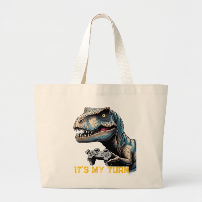 T-Rex Gamer It’s My Turn Design Jumbo Stoffbeutel (Vorne)