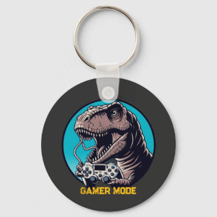 T-Rex-Gamer-Modus-Dinosaurier-Kunst Schlüsselanhänger