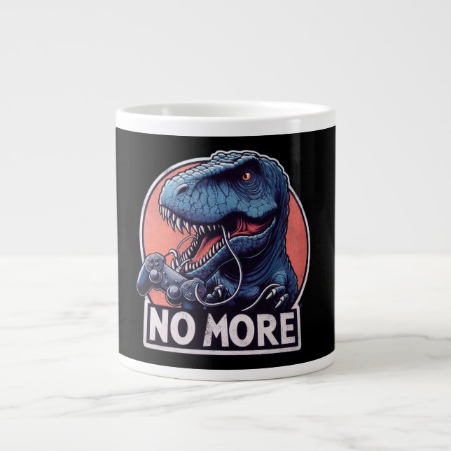 T-Rex Gamer No More Design Jumbo-Tasse (Vorderseite)