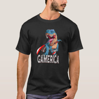 T Rex Gaming Gamerica - Funny Gaming T Rex Gamer 4 T-Shirt