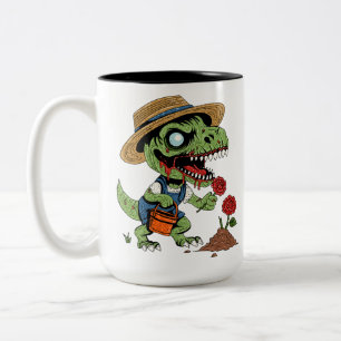 T-Rex Gärtner Zombie Zweifarbige Tasse