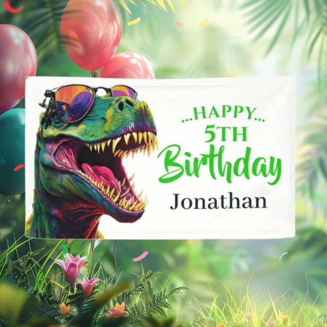 T-Rex Geburtstagspartei Banner (Roar Into Fun: T-Rex Dinosaur Birthday Party Signs)