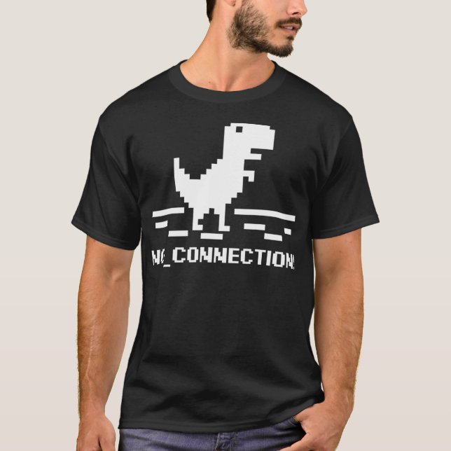 T-Rex Geek Dinosaur Pixel Art keine Internetverbin T-Shirt (Vorderseite)