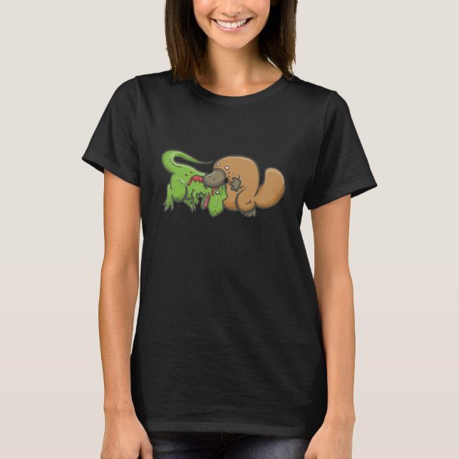 T-rex gegen Platypus T-Shirt (Vorderseite)
