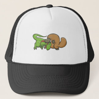 T-rex gegen Platypus Truckerkappe