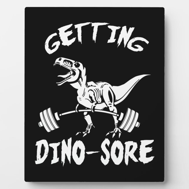 T-Rex, Getting Dino Wore, Funny, Cartoon, Workout Fotoplatte (Vorderseite)