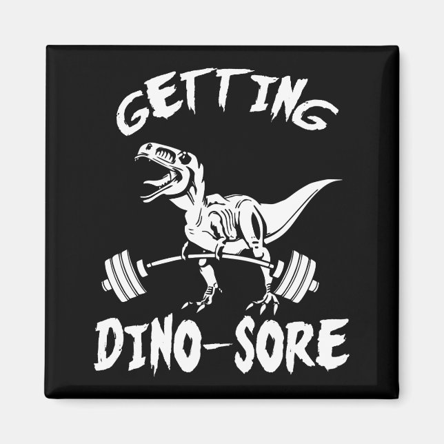 T-Rex, Getting Dino Wore, Funny, Cartoon, Workout Magnet (Vorne)