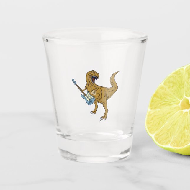 T-Rex-Gitarre Schnapsglas (Vorderseite)