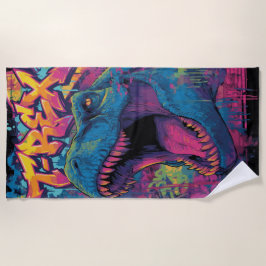 T-Rex Graffiti Pop Art Dinosaur Illustration Strandtuch