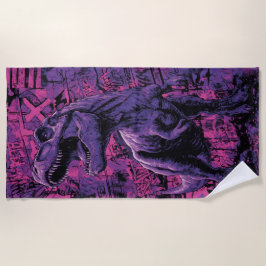 T-Rex Graffiti Urban Dinosaur Illustration Strandtuch