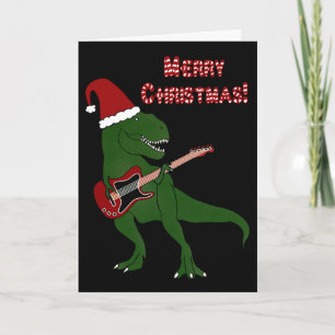 T-Rex Guitar Weihnachtskarte Feiertagskarte