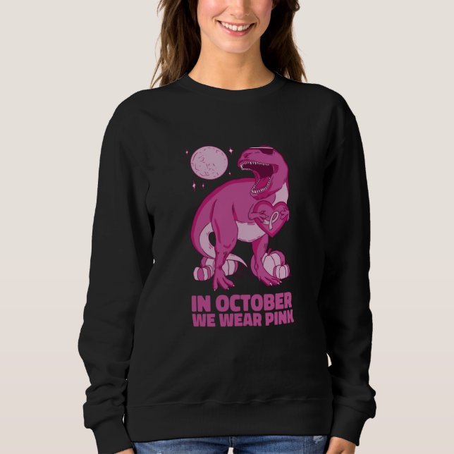 T Rex Halloween October Pink  Men Women Sweatshirt (Vorderseite)