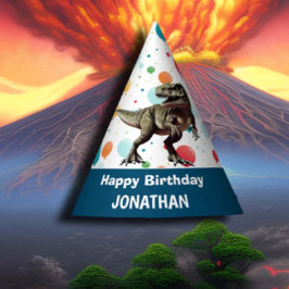 T Rex Happy Birthday Blue Party Hat Partyhütchen