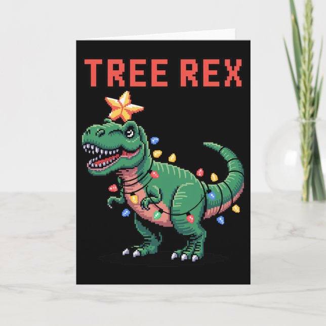 T-Rex hässlicher Weihnachtspullover Dinosaurier  Karte (Vorderseite)