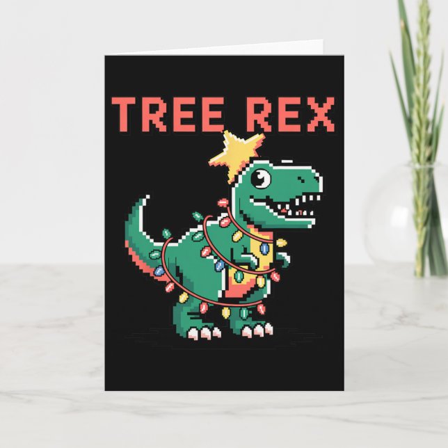 T-Rex hässlicher Weihnachtspullover Dinosaurier We Karte (Vorderseite)