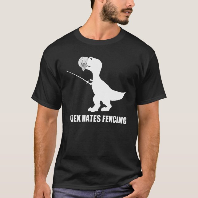 T-Rex hasst dunklen T - Shirt einzäunen (Vorderseite)