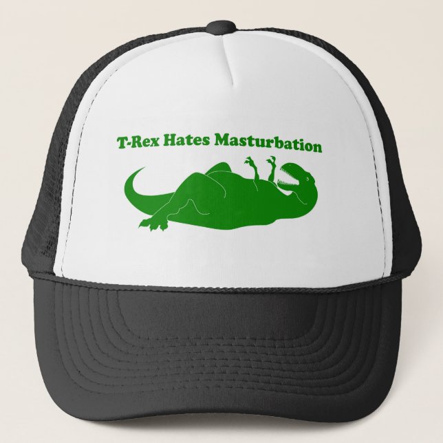 T-rex hasst Masturbations-Fernlastfahrer-Hut Truckerkappe (Vorderseite)