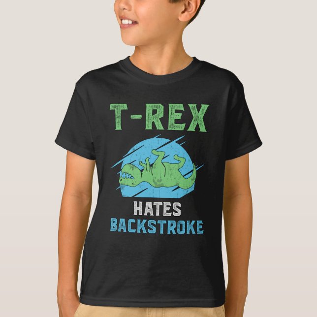 T-Rex hasst Rückschlag schwimmen Schwimmer Schwimm T-Shirt (Vorderseite)