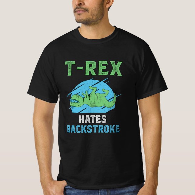 T-Rex hasst Rückschlag schwimmen Schwimmer Schwimm T-Shirt (Vorderseite)