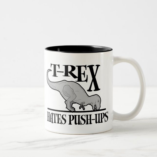 T-Rex hasst Stoß-UPS $18,95 Zweifarbige Tasse (Rechts)