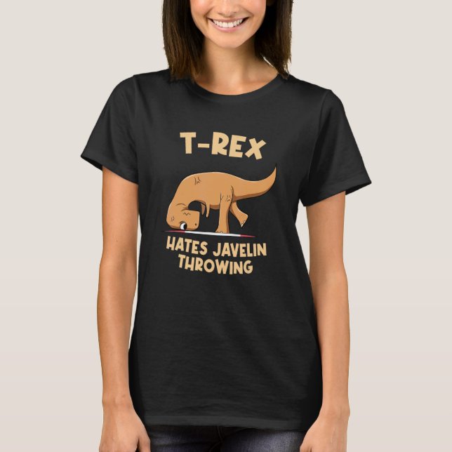 T Rex Hates Javelin Throwing Dinosaur Throw Track T-Shirt (Vorderseite)
