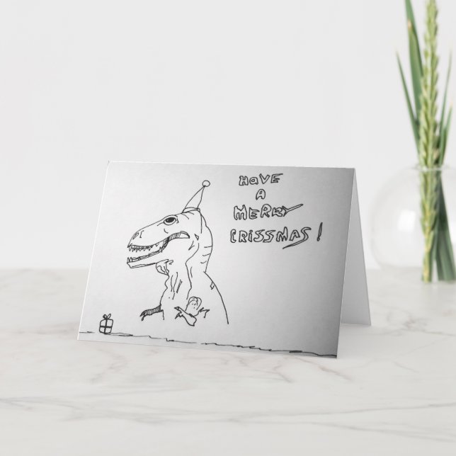 T Rex Hates Openings Weihnachten Karte (Vorderseite)