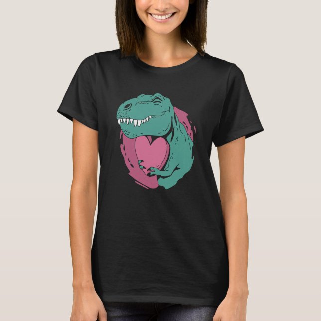 T Rex Hugging a Heart Valentine Tyrannosaur Rex Cu T-Shirt (Vorderseite)